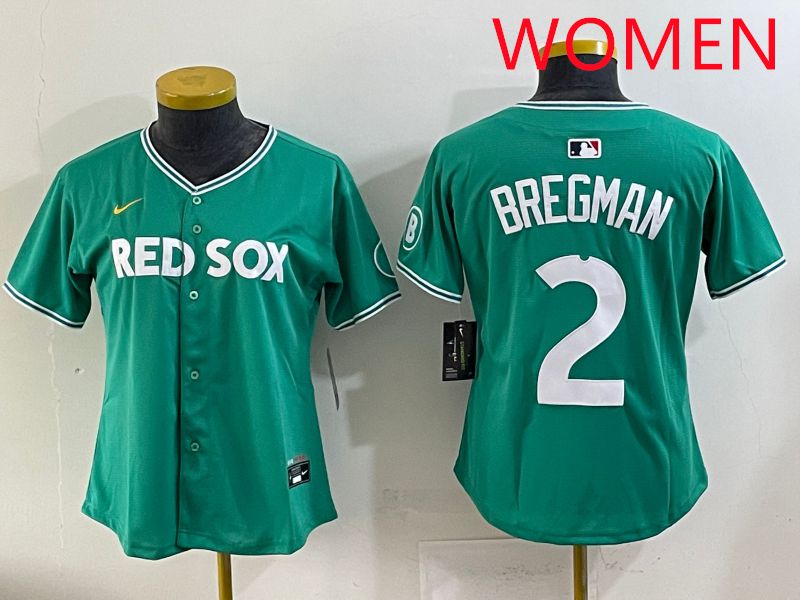 Women 2025 Boston Red Sox #2 Bregman Dark Green Joint Name Nike MLB Jersey style 1->women mlb jersey->Women Jersey
